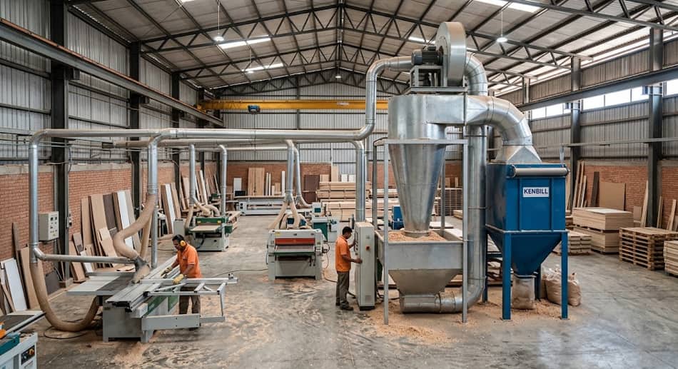 Sistema de aspiración ciclónico para serrín y viruta en nave industrial de transformación de madera